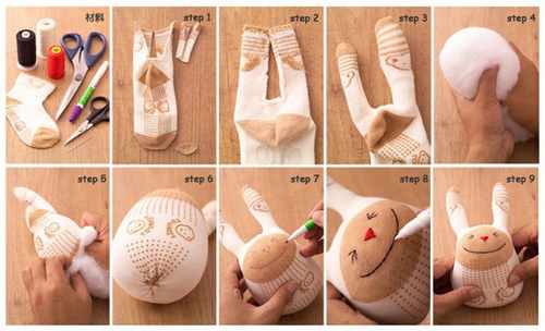 10 façons de transformer une chaussette en une jolie marionnette