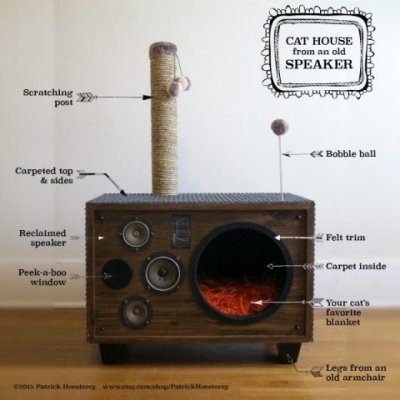 How to build a cat house from an old speaker (PHOTO)