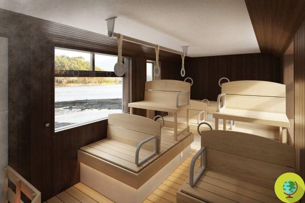 Ônibus antigos se tornam saunas móveis no Japão
