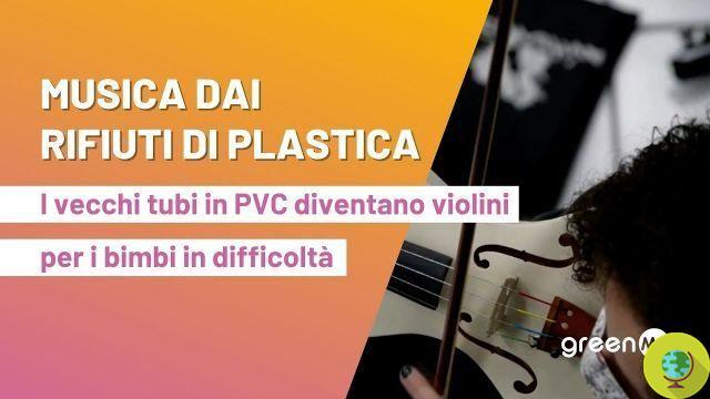 Música de lixo plástico, velhos tubos de PVC se transformam em violinos para crianças carentes