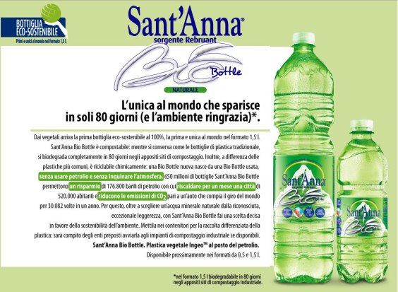 Acqua Sant'Anna : amende pour la publicité de la BioBottle