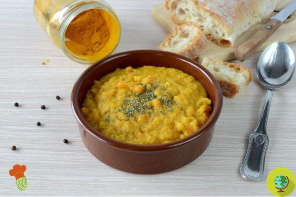Dahl of lentils, the recipe for Indian soup with turmeric, ginger and curry