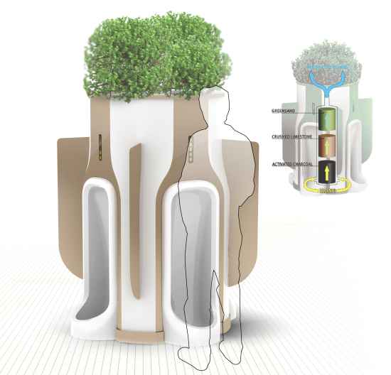 Banheiros públicos verdes: o mictório que “recicla” o xixi para regar as plantas