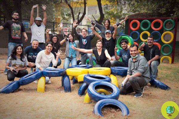 Com pneus e resíduos industriais, este arquiteto indiano construiu e doou mais de 280 playgrounds em todo o país