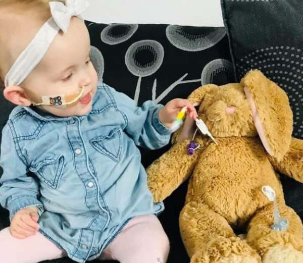 Teddy bears with tubes and plasters to help sick children in the hospital