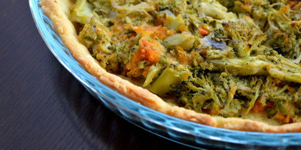 Savory tart with pumpkin and broccoli: recipe without butter