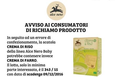 Food alert: Alce Nero withdraws the cream of rice, a danger for celiacs