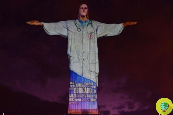 El Cristo de Río en bata: el espectacular homenaje de Brasil a los médicos y enfermeros que trabajan contra el coronavirus