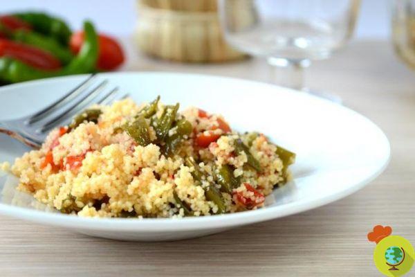 Summer first courses: cous cous with friggitelli and datterini tomatoes