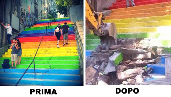Em Istambul, a escadaria do arco-íris destruída: fotos antes e depois