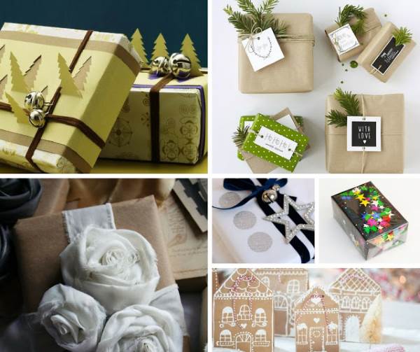 Muitas ideias simples para embrulhar e decorar presentes de Natal