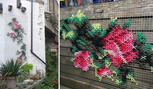 The fantastic cross stitch street art that colors the cities of Spain (PHOTO)