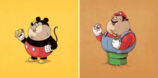 Famous Chunkies : quand les super-héros de BD deviennent obèses. Illustrations d'Alex Solis