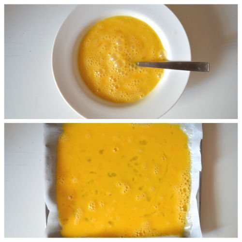 Rolo de omelete com pimentão