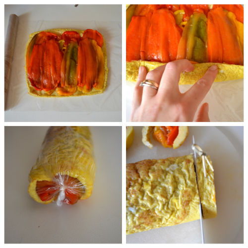 Omelette roll with peppers