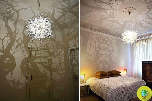 Forms in Nature: the chandelier that projects a forest into your room