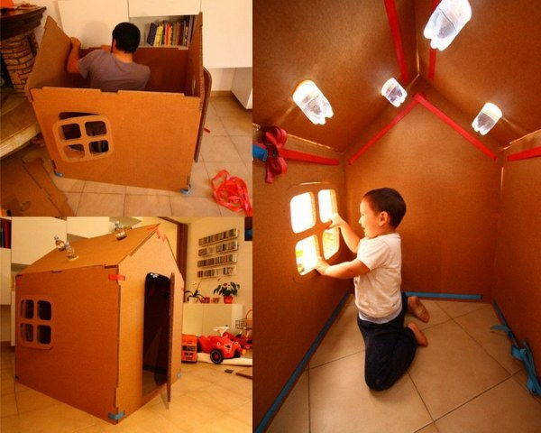 Casas de papelão DIY para crianças: ideias e tutoriais