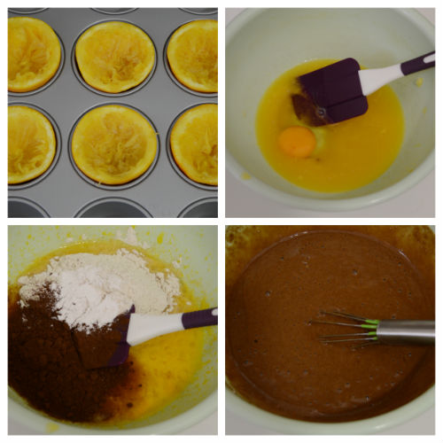 Muffins chocolat et orange cuits dans l'écorce, recette sans beurre (et sans coupelles)