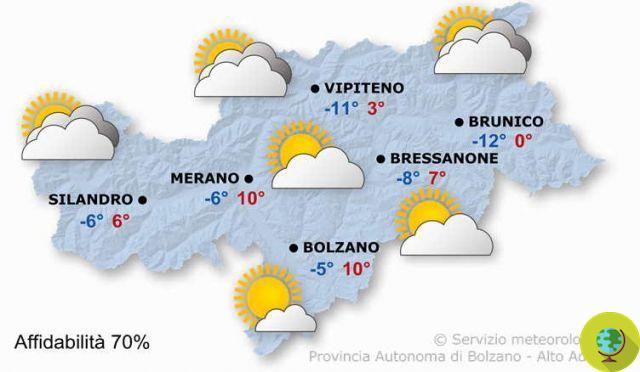 No Tirol do Sul, o vento quente foehn fez com que a temperatura subisse 11 graus em 1 hora
