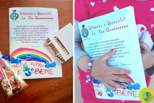 Lápices de colores y kits para dibujar la cuarentena para todos los niños, el hermoso pensamiento de un alcalde siciliano