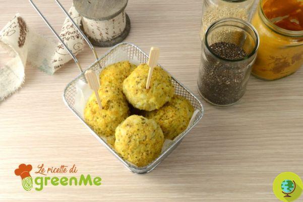 Quinoa and cauliflower vegetable meatballs with chia seeds and turmeric
