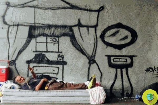 Skid Robot : le street artiste qui dessine les rêves et les besoins des SDF (PHOTO)