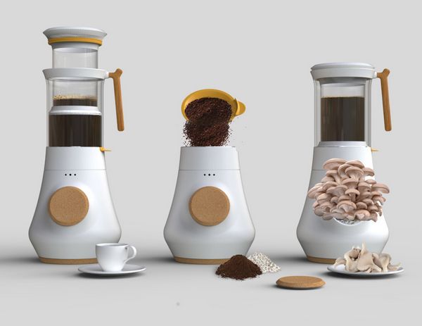 La cafetera que reutiliza los posos del café para cultivar setas en casa (FOTO)