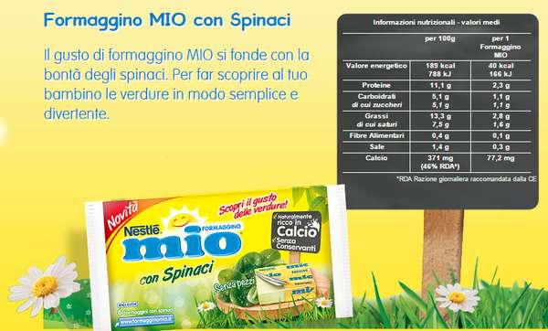 Formaggino Mio with carrots or spinach: Nestle 'commercial withdrawn