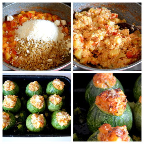 Round courgettes stuffed with rice and potatoes
