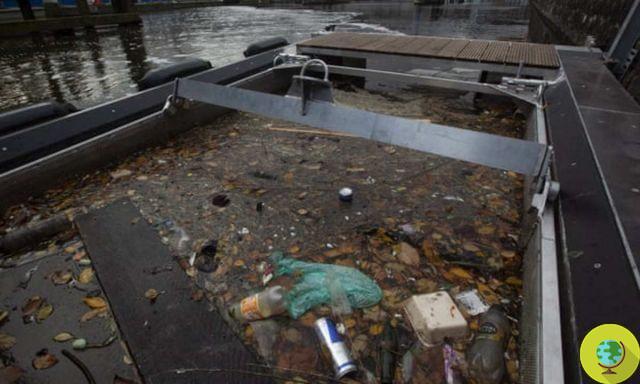 A Amsterdam, des bulles sont expérimentées pour piéger le plastique et les déchets des canaux