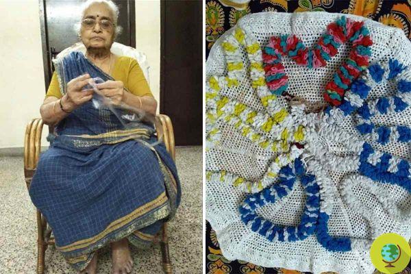 This 92-year-old granny teaches us how to turn plastic waste collected on the street into bags, cosmetic bags and coasters