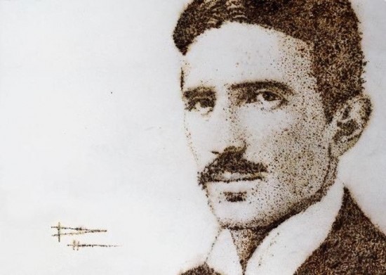 Le portrait de Nikola Tesla réalisé à l'électricité