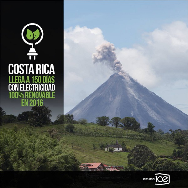 Costa Rica alimenté uniquement par des énergies renouvelables pendant plus de 150 jours