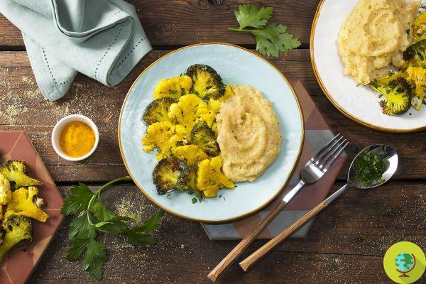 Polenta vegana: la receta con brócoli, alcachofas y cúrcuma