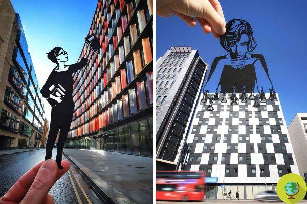 Com recortes de papel, este artista londrino transforma cidades em cenários fantásticos