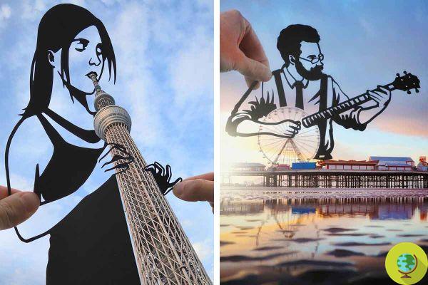 With paper clippings, this London artist transforms cities into fantastic scenes