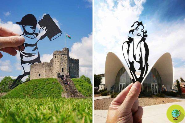 Con recortes de papel, este artista afincado en Londres transforma ciudades en escenarios fantásticos