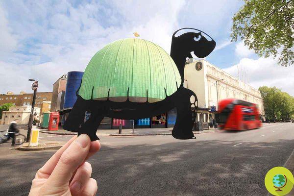 Con recortes de papel, este artista afincado en Londres transforma ciudades en escenarios fantásticos