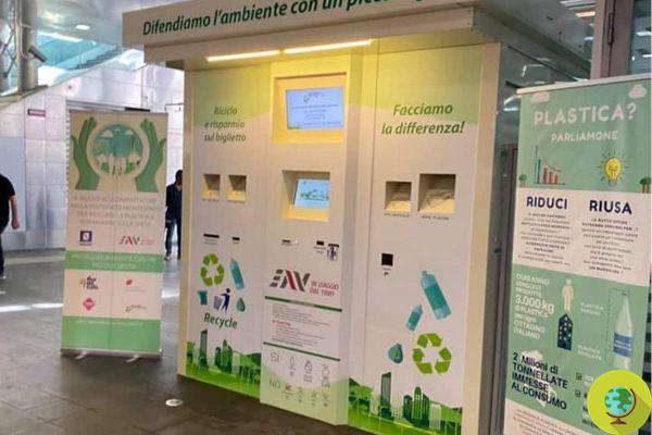 Plastique en échange de réductions sur les billets de train et les achats: le premier éco-compacteur arrive à Naples