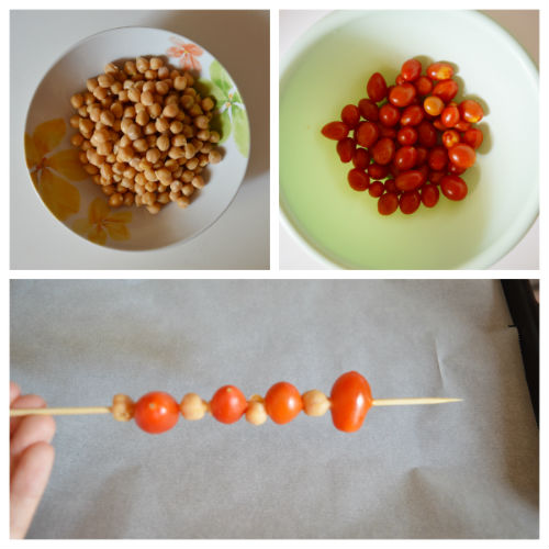 How to prepare these tasty skewers with chickpeas and cherry tomatoes
