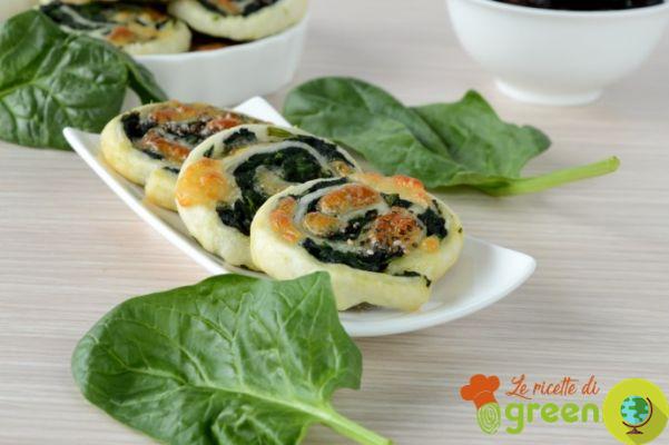 Savory puff pastry swirls: easy recipe with spinach and chia seeds