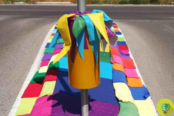 Pasos de peatones y divisores de tráfico multicolores: la iniciativa de un artista de Apulia para dar vida a los suburbios (FOTO)