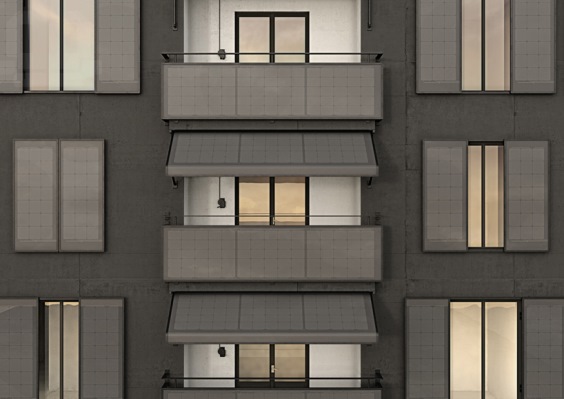 Photovoltaics: in Sweden the panels integrated into the facade on balconies, curtains and windows