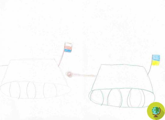 Tanques, helicópteros, cadáveres: desenhos de crianças ucranianas mostram todo o horror da guerra