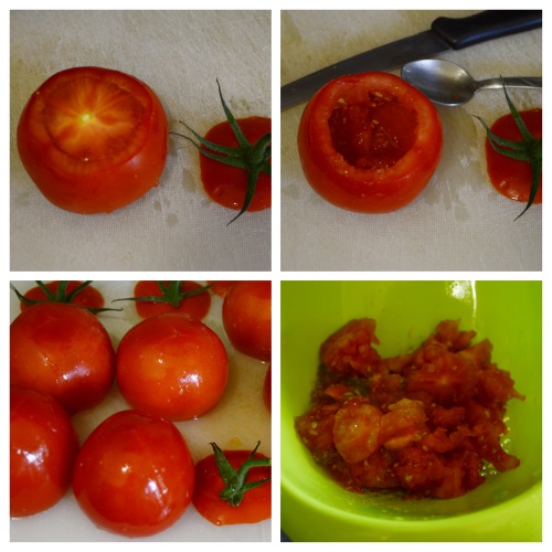 Tomates rellenos de bulgur aromatizados con cúrcuma [receta vegana]