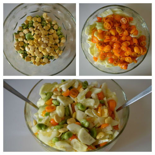 Salada primavera de leguminosas com favas e tremoços