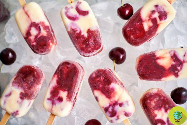 Variegated cherry popsicles with yoghurt: the delicious recipe (without sugar) for a fresh and nutritious snack