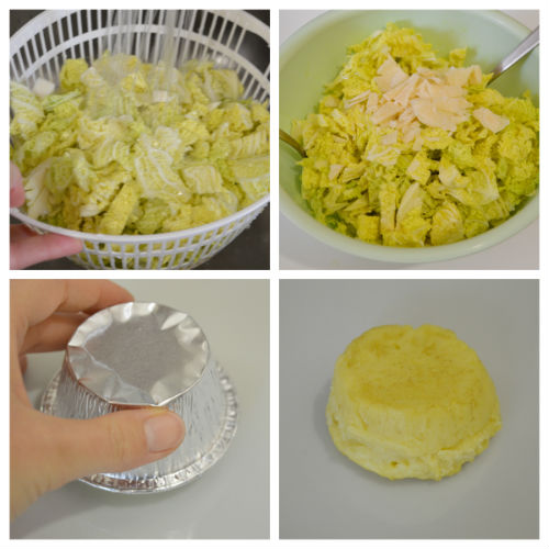 Potato pie with cabbage salad