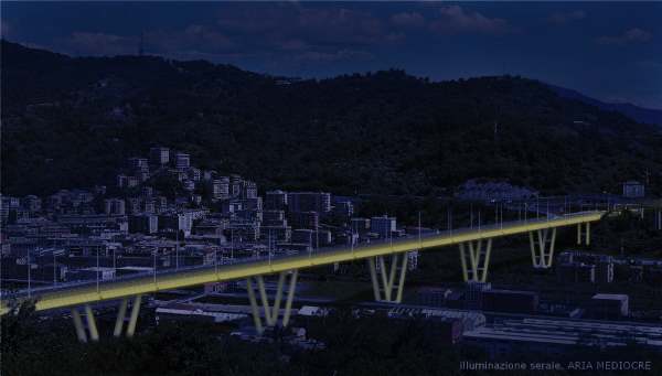 Nova ponte em Gênova, a iluminação emocionante para lembrar as vítimas (e monitorar a poluição)