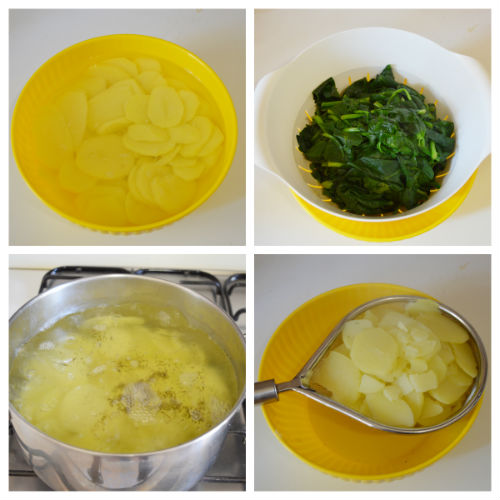 Tarta de patatas y espinacas en rodajas: receta light y vegana